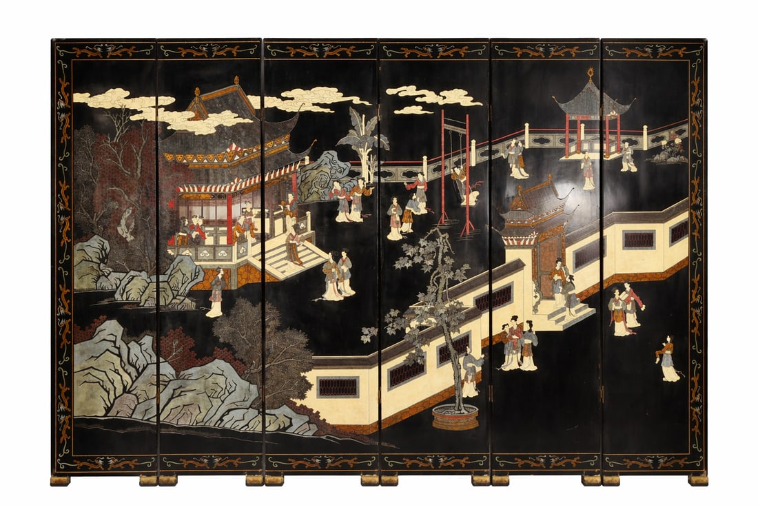 A Vintage Chinese Coromandel Six-Panel Lacquer Screen (1 of 20)