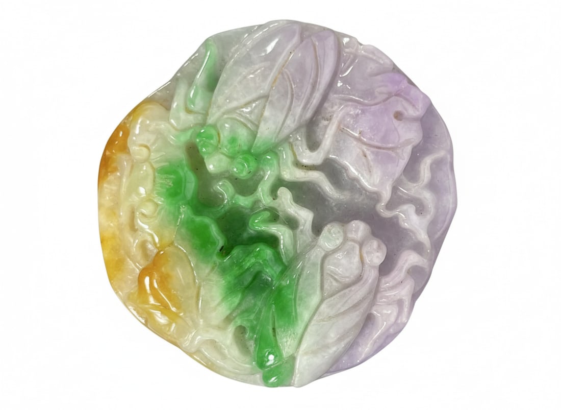 A Chinese Carved Jadeite Carving of Cicadas: 2.1/8 in. long, 2 in. wide.