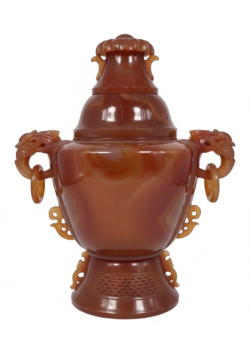A Chinese Carved Agate Vase and Cover (1 of 9)
