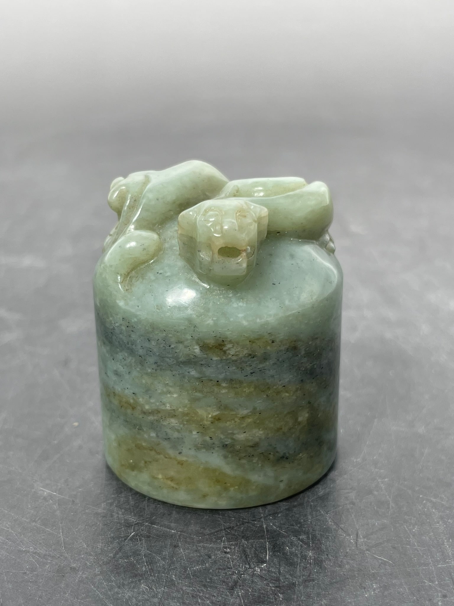 A Chinese Carved Celadon Jade 'Dragon' Paperweight (1 of 10)