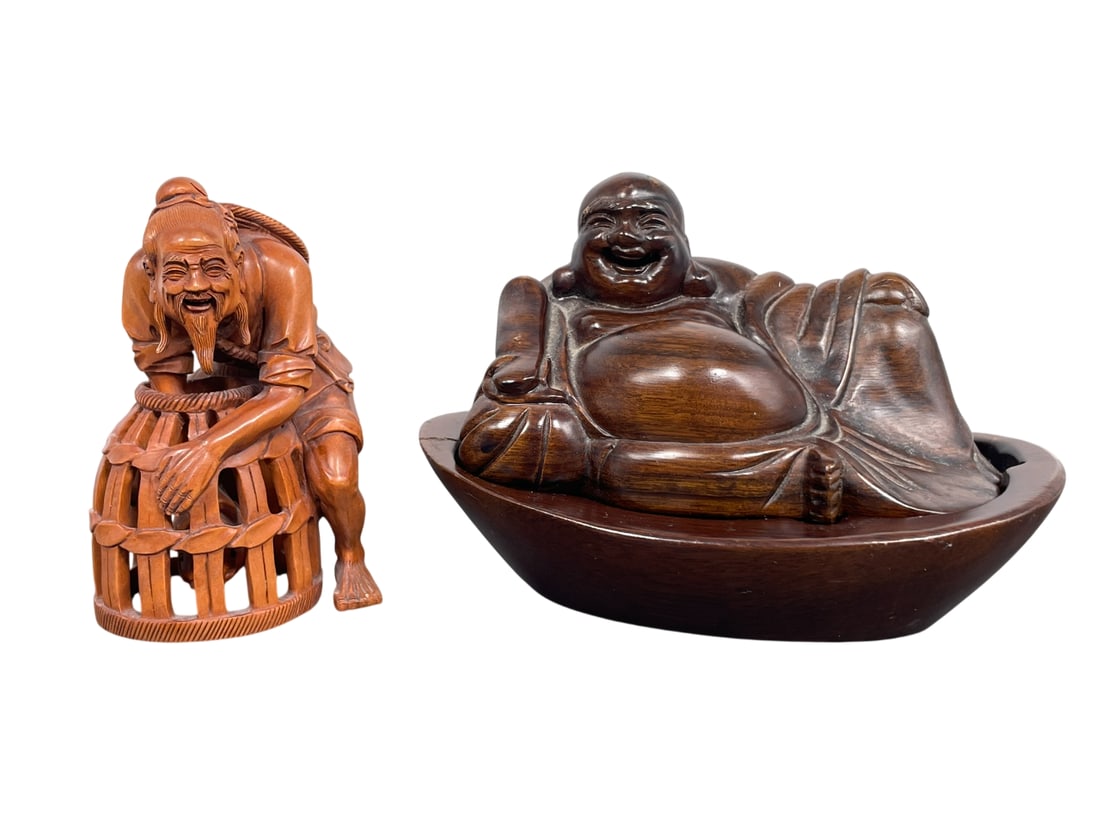 Two Chinese Carved Wood Figures (1 of 13)