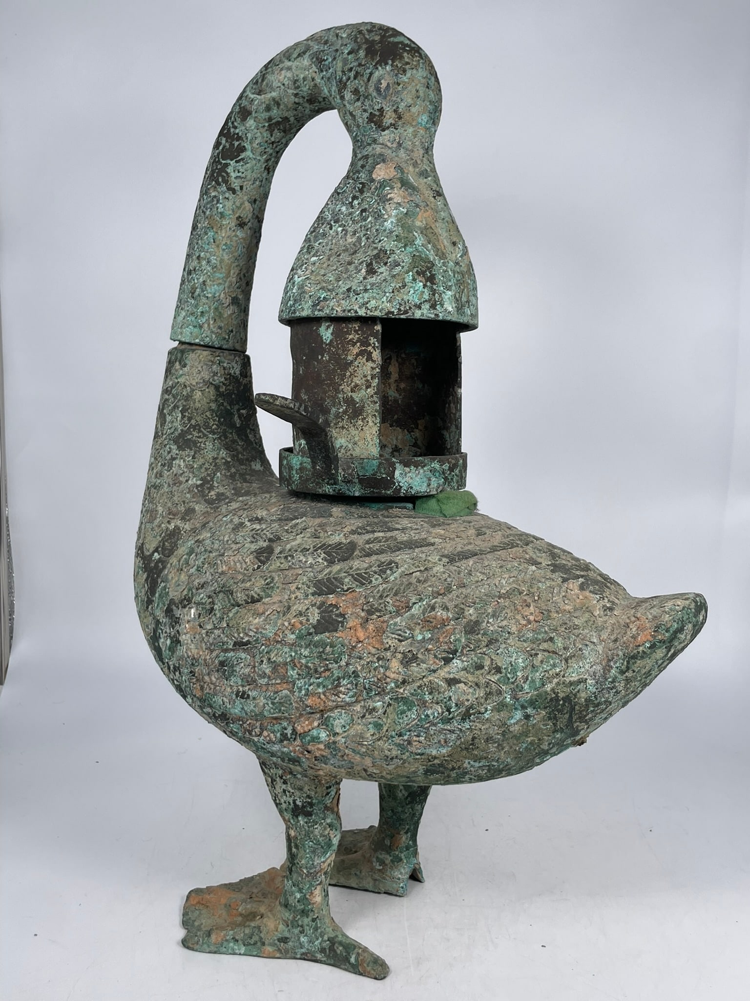 A Chinese Han-Dynasty-Style Duck-Form Bronze Censer and Cover (1 of 18)