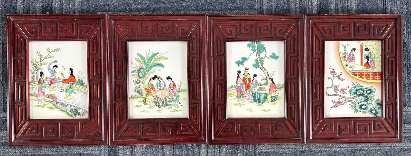 A Set of Four Chinese Famille Rose Porcelain 'Dream of the Red Chamber' Plaques (1 of 11)