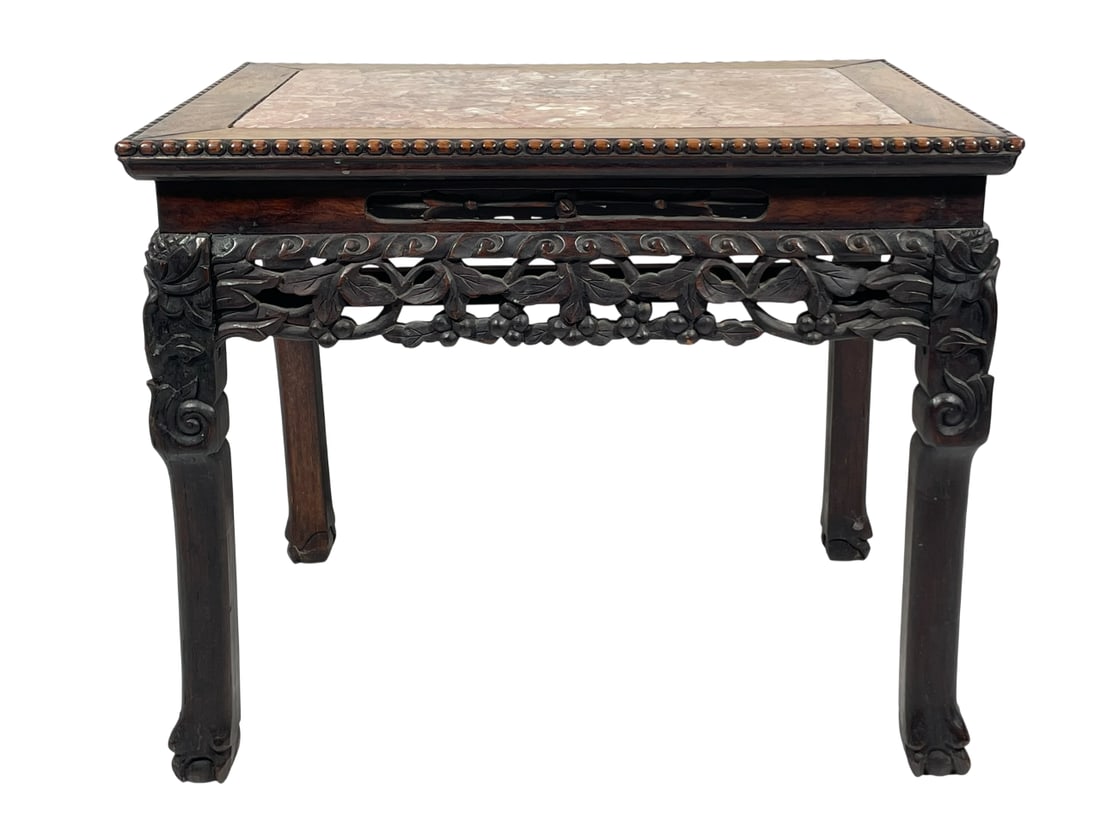 A Chinese Marble-Inset Hongmu Square Low Table (1 of 12)