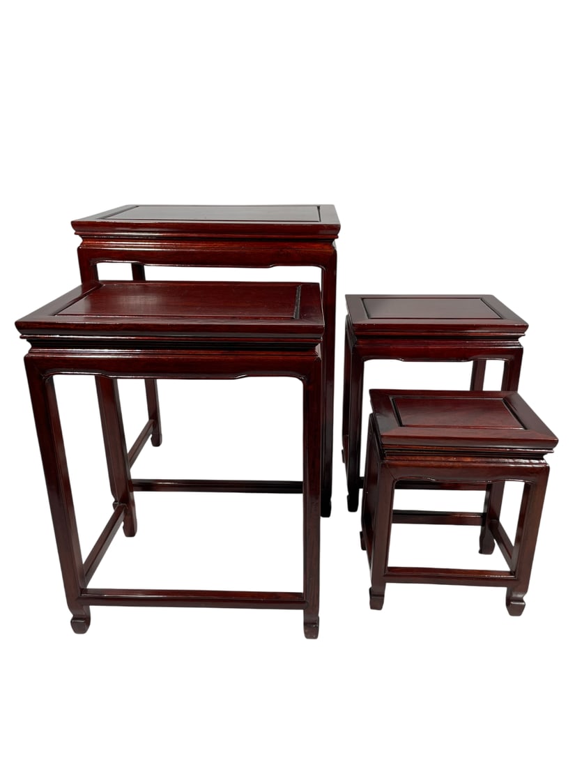 A Set of Four Chinese Vintage Wood Nesting Tables (1 of 15)