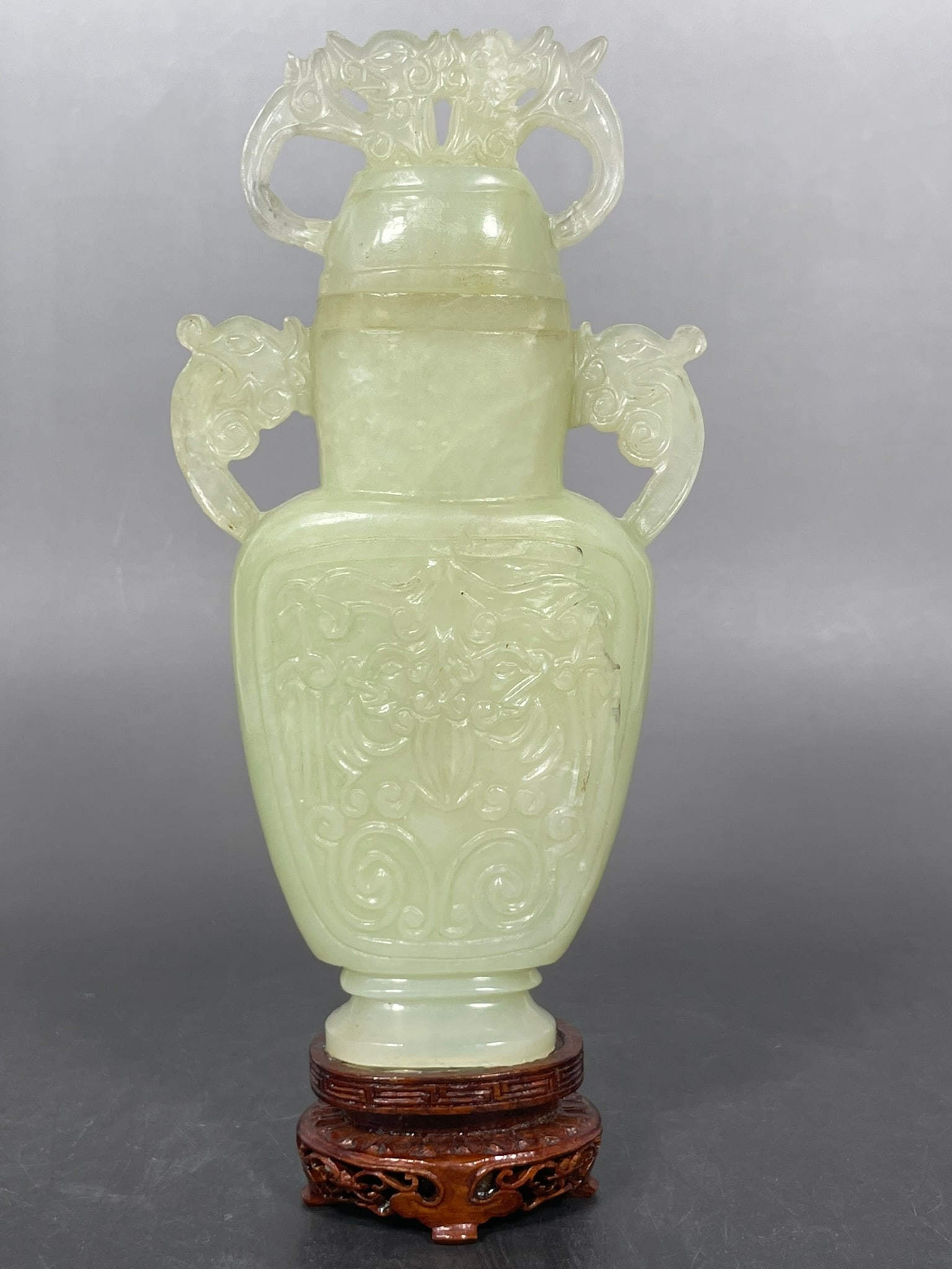 A Chinese Carved Jade Vase and Cover (1 of 10)