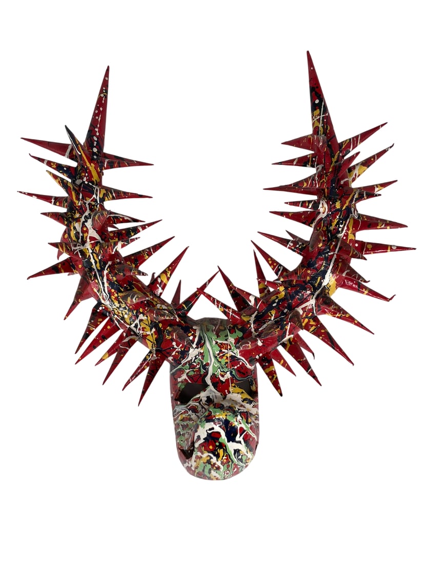 A Decorative Puerto Rican Handmade Festival Mask: 19 in. high, 18 in. wide.