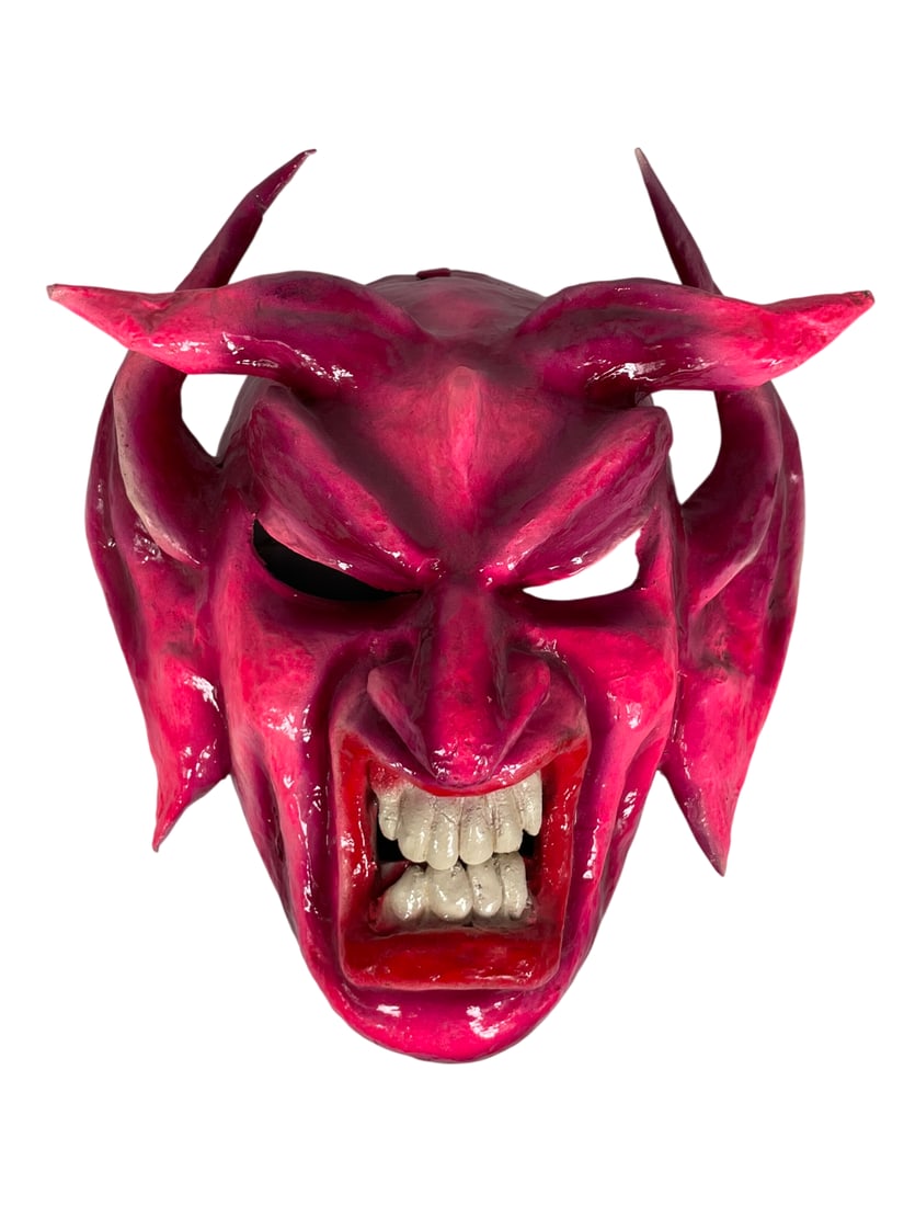 A Decorative Hand-Made Red Horned Devil Mask (1 of 6)