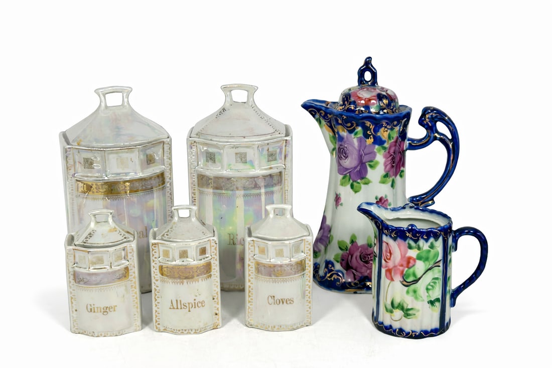 A Group of Seven Vintage Porcelain Ware, White Block Germany and Nippon (1 of 16)