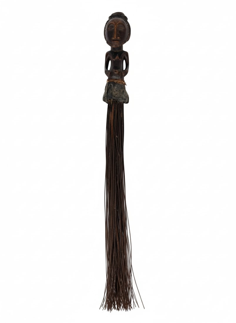 A Fly Whisk, Staff of Power Royal Scepter Congo: 17 in. long, 1.1/2 in. wide.