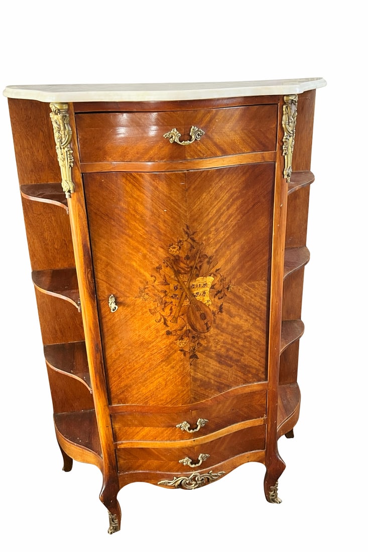 Christie's Provenance: A French Gilt-Metal Mounted Mahogany, Marquetry And Marble-Top Side Cabinet, (1 of 14)