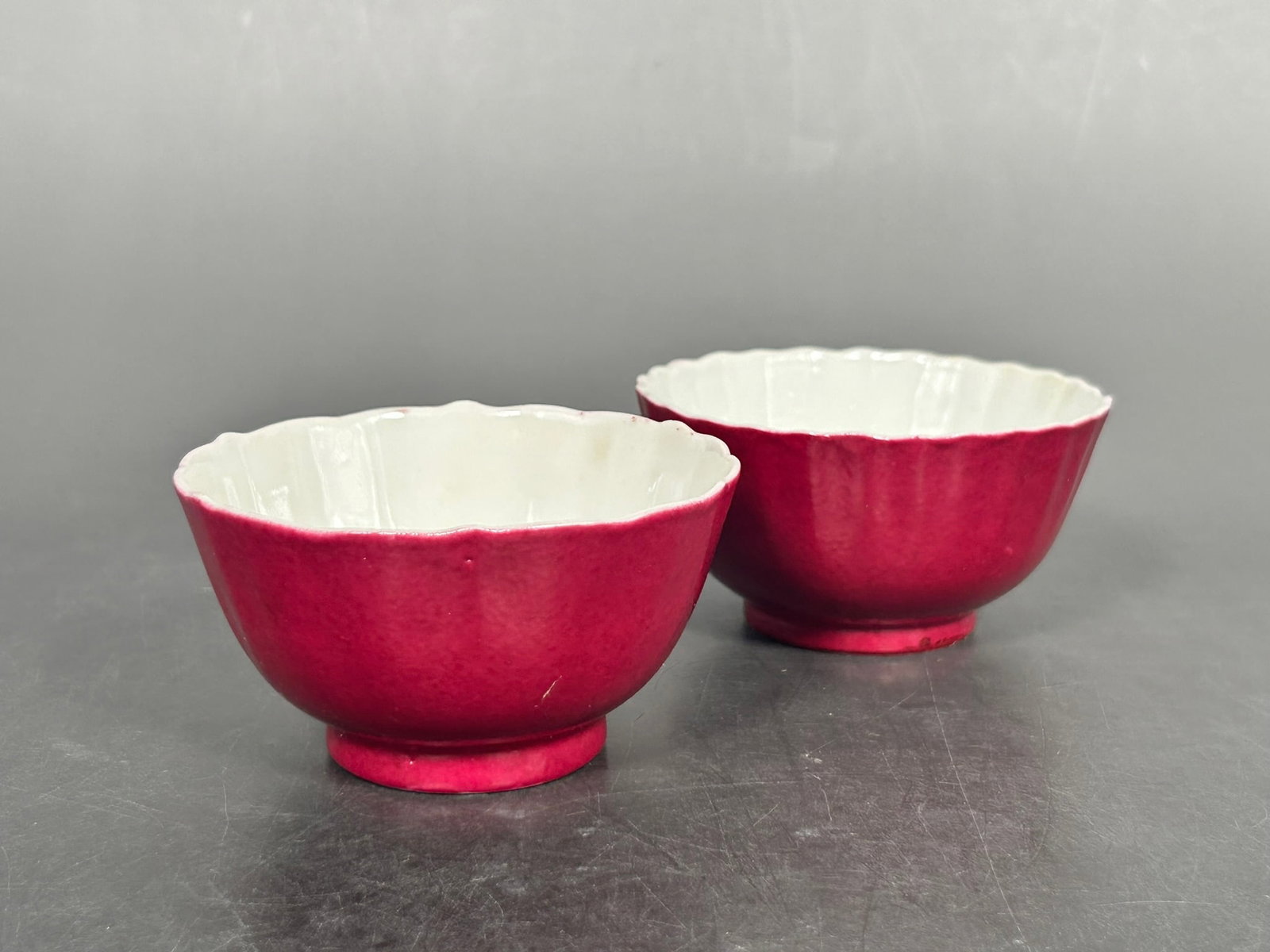 A Pair of Chinese Famille Rose-Inside Pink Glazed Tea Cups (1 of 11)