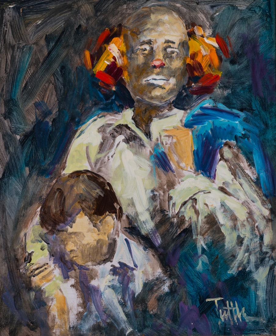 A Signature Tuttle Pop Art Original Oil "Portrait Of Clowns" Signed With COA - 2