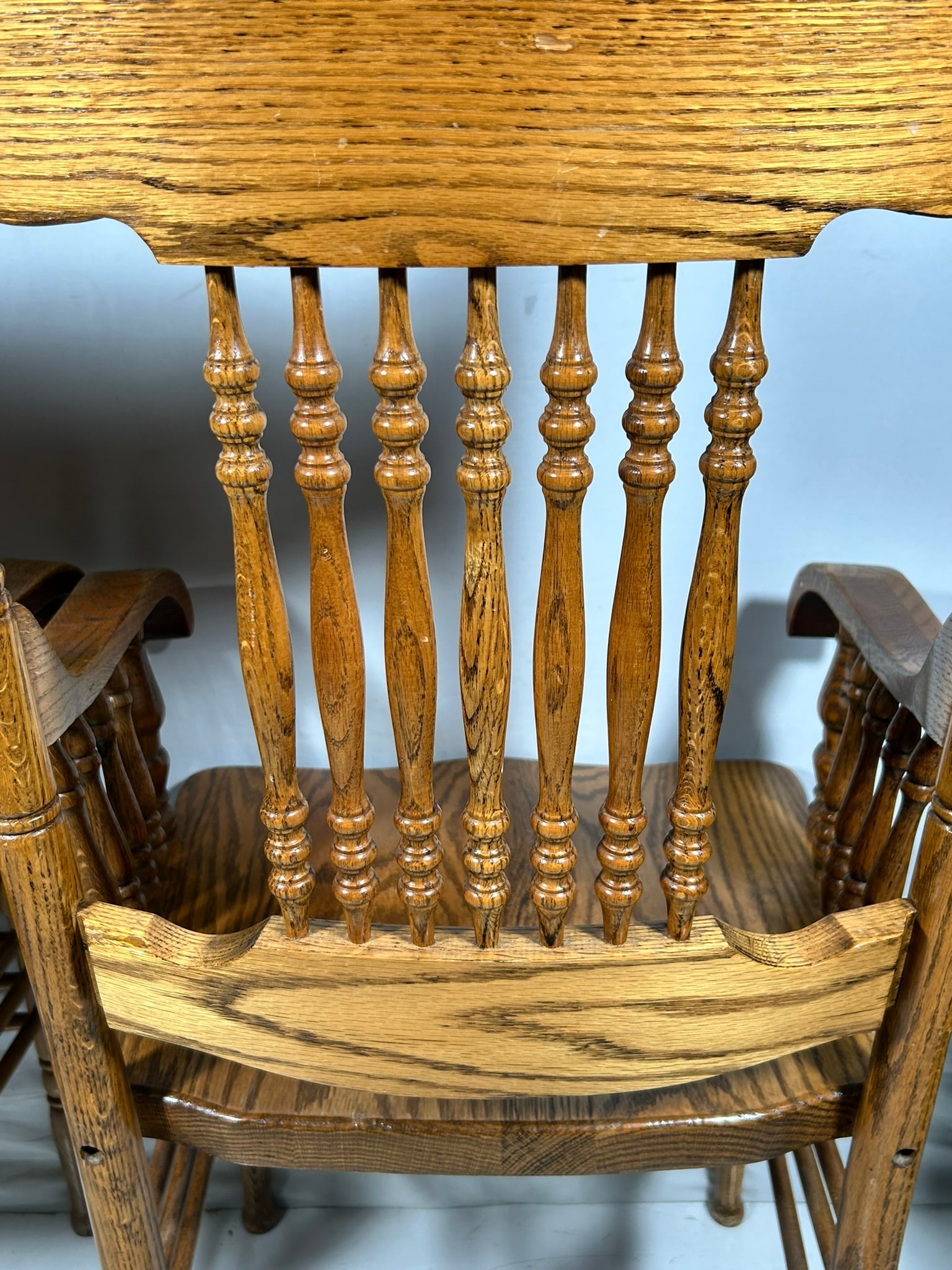 A Pair of Oak Pressed-Back Chairs - 10
