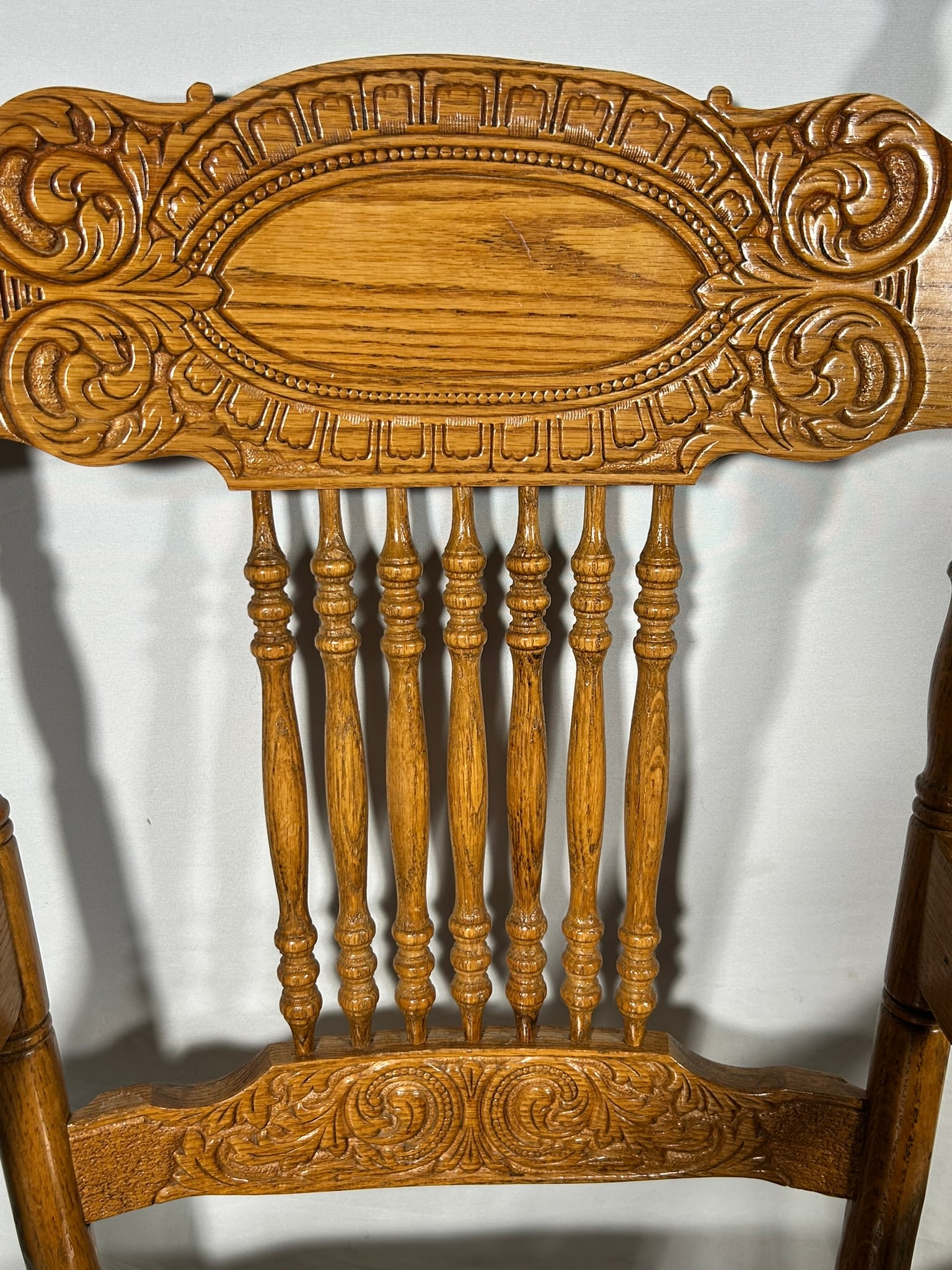 A Pair of Oak Pressed-Back Chairs - 3