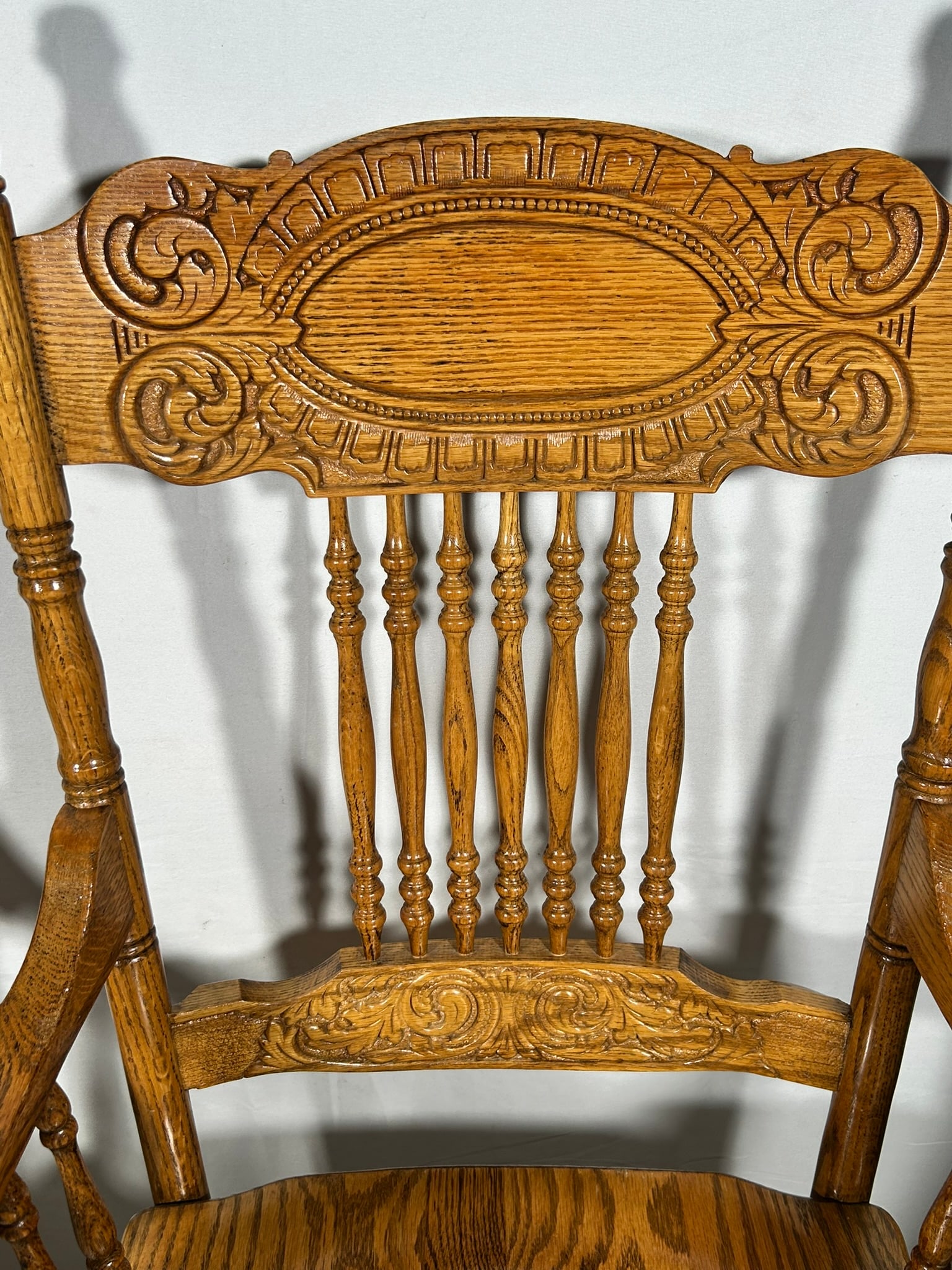 A Pair of Oak Pressed-Back Chairs - 5
