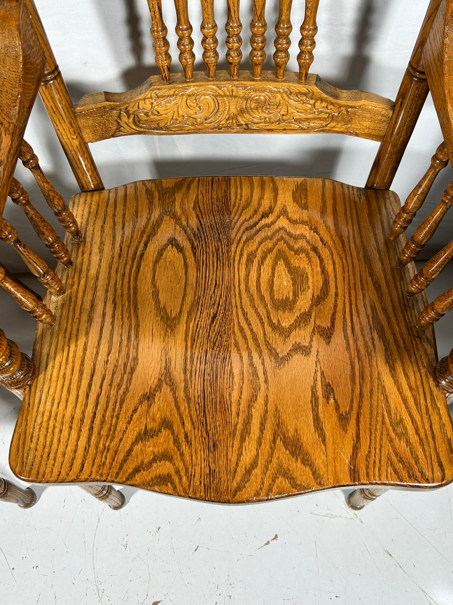 A Pair of Oak Pressed-Back Chairs - 6