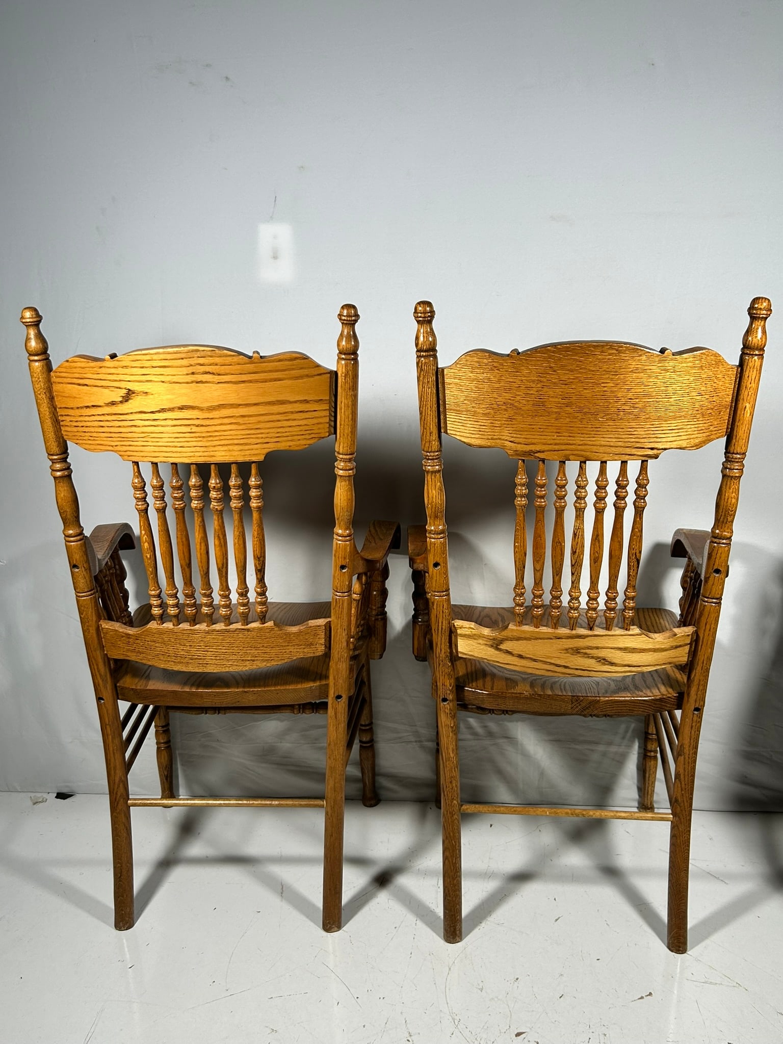 A Pair of Oak Pressed-Back Chairs - 8