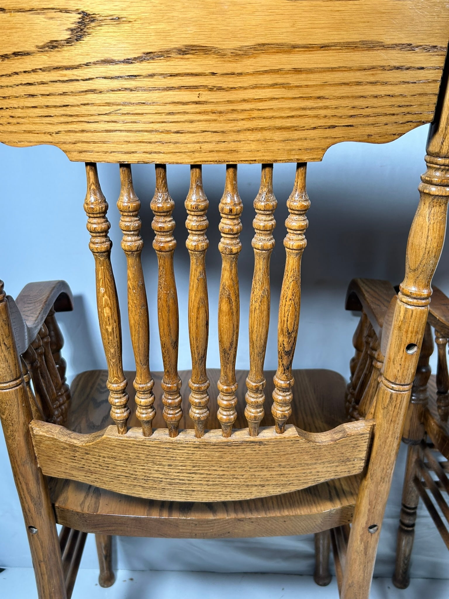 A Pair of Oak Pressed-Back Chairs - 9
