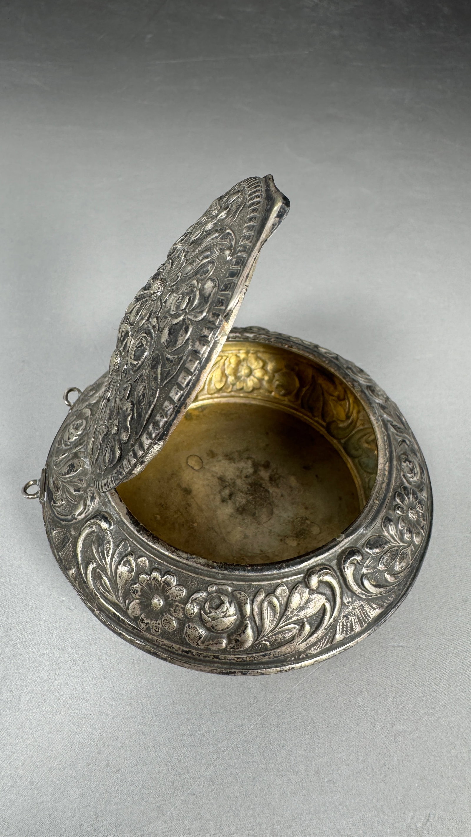Repousse Round Silver Box - 2