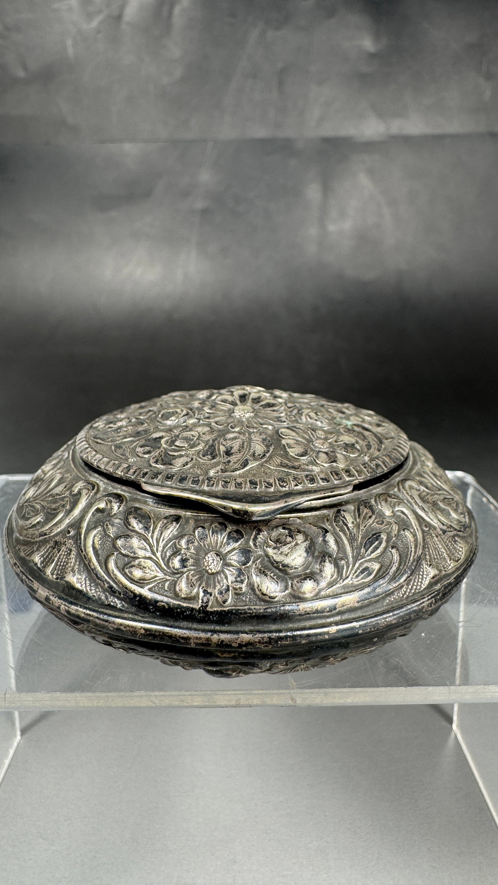Repousse Round Silver Box - 3