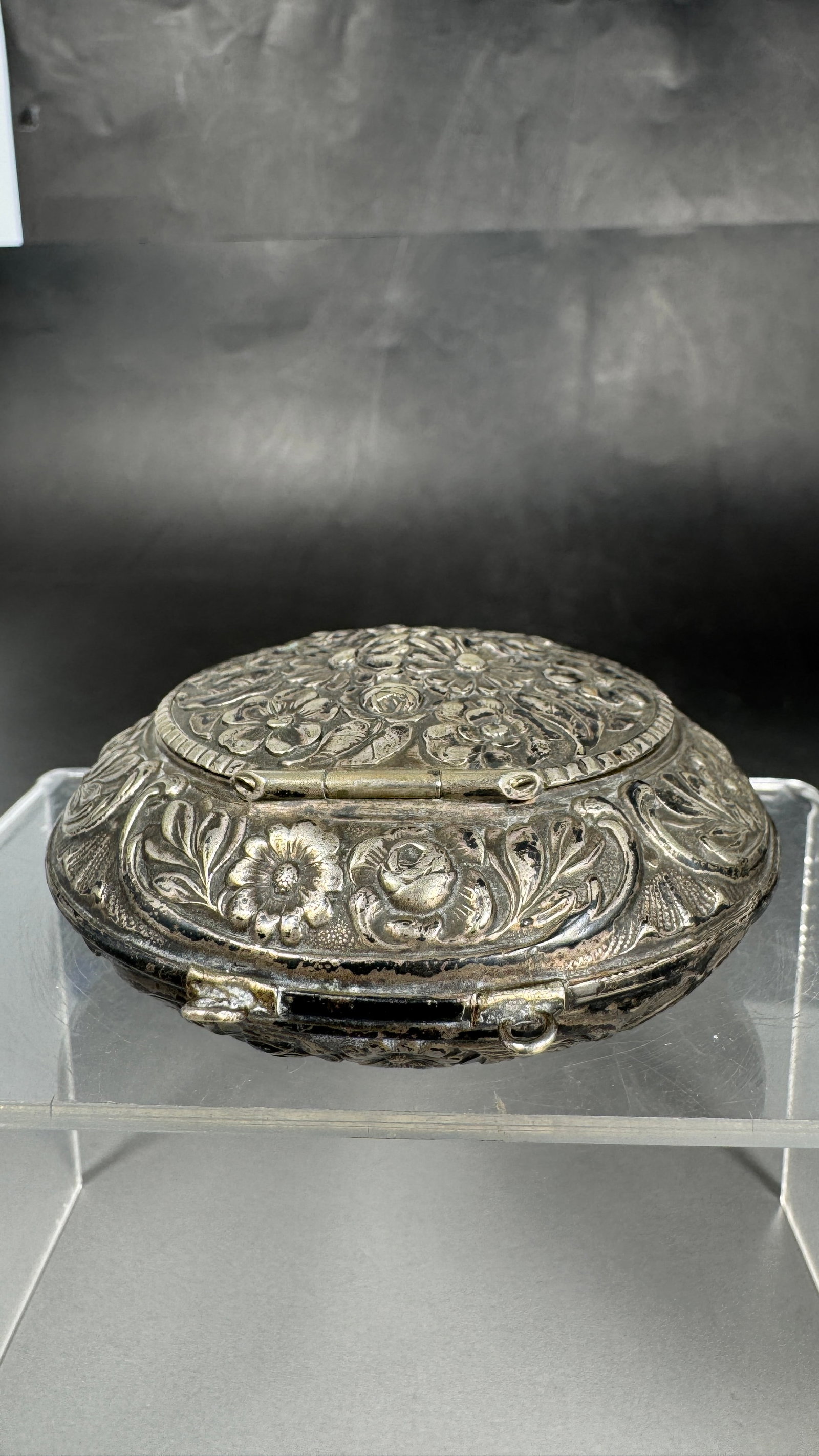 Repousse Round Silver Box - 5
