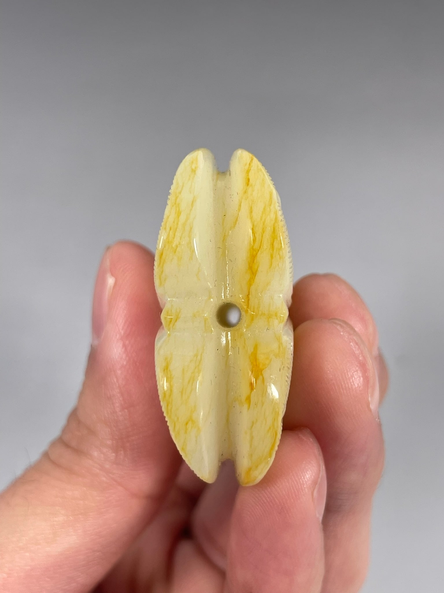 A Chinese White and Russet Jade Carving of Cicada - 5