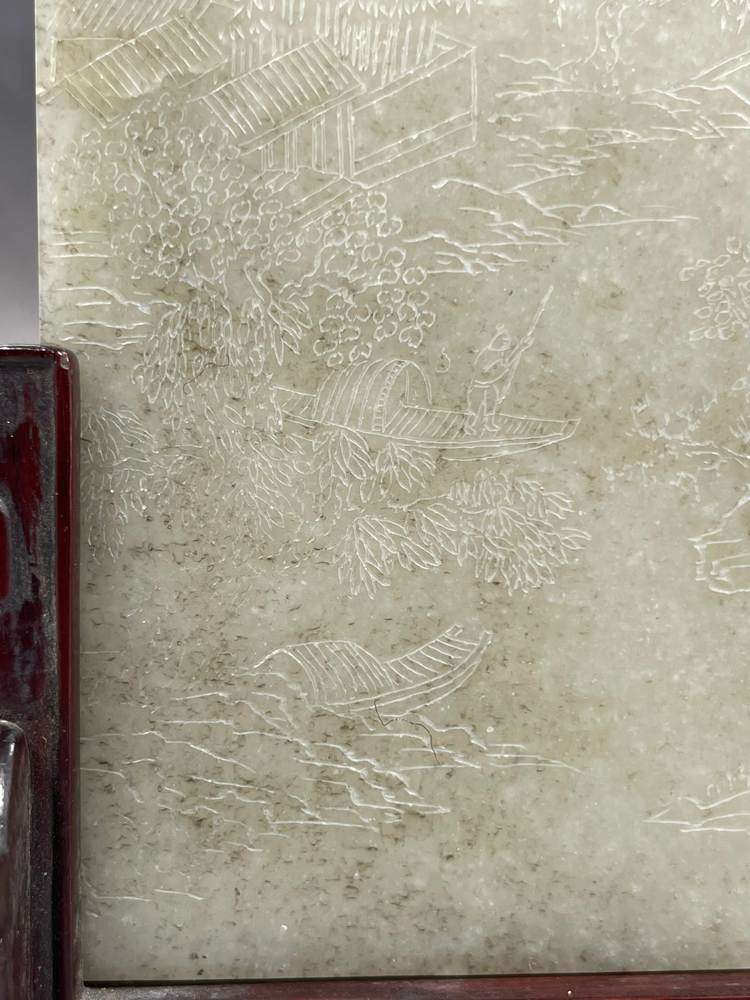 A Chinese Incised White Jade Rectangular Plaque - 7