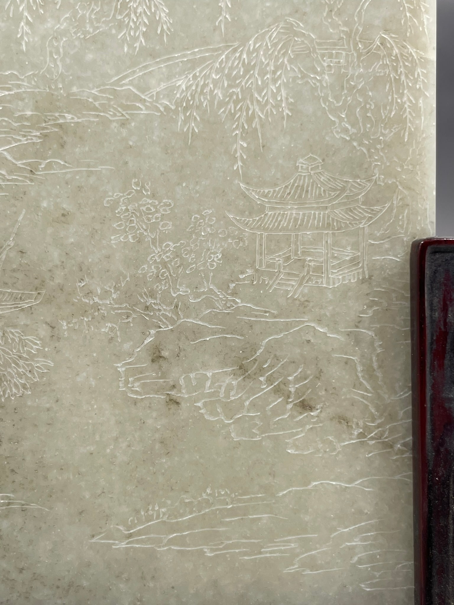 A Chinese Incised White Jade Rectangular Plaque - 8