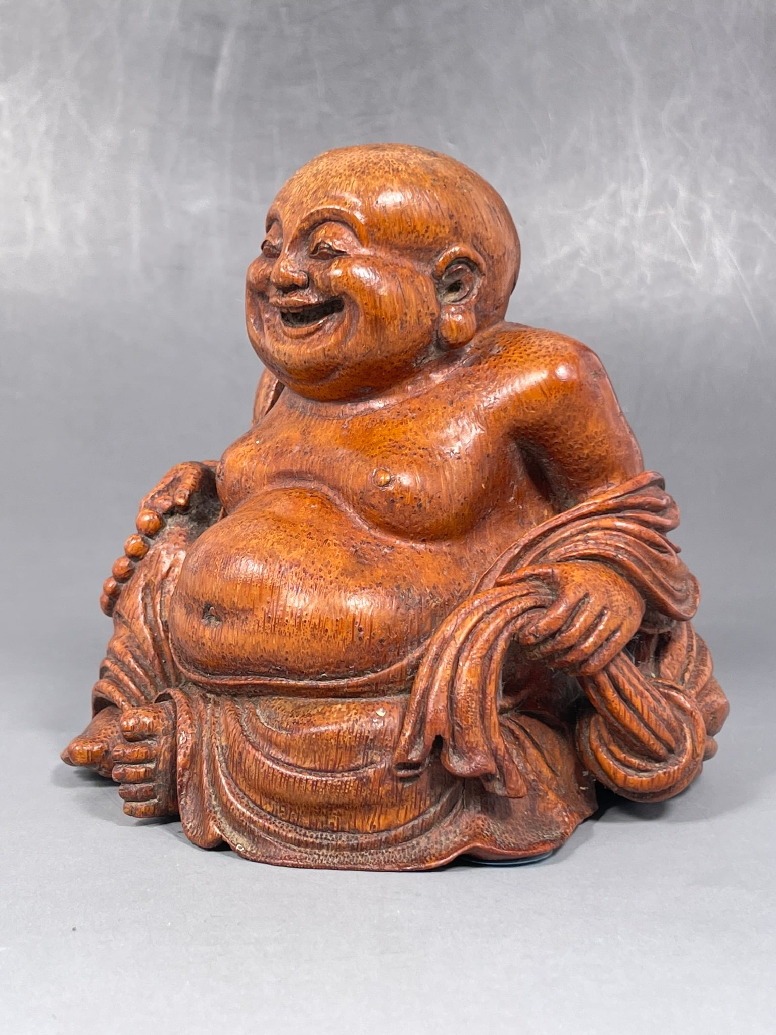 A Carved Bamboo Figure of Budai - 2
