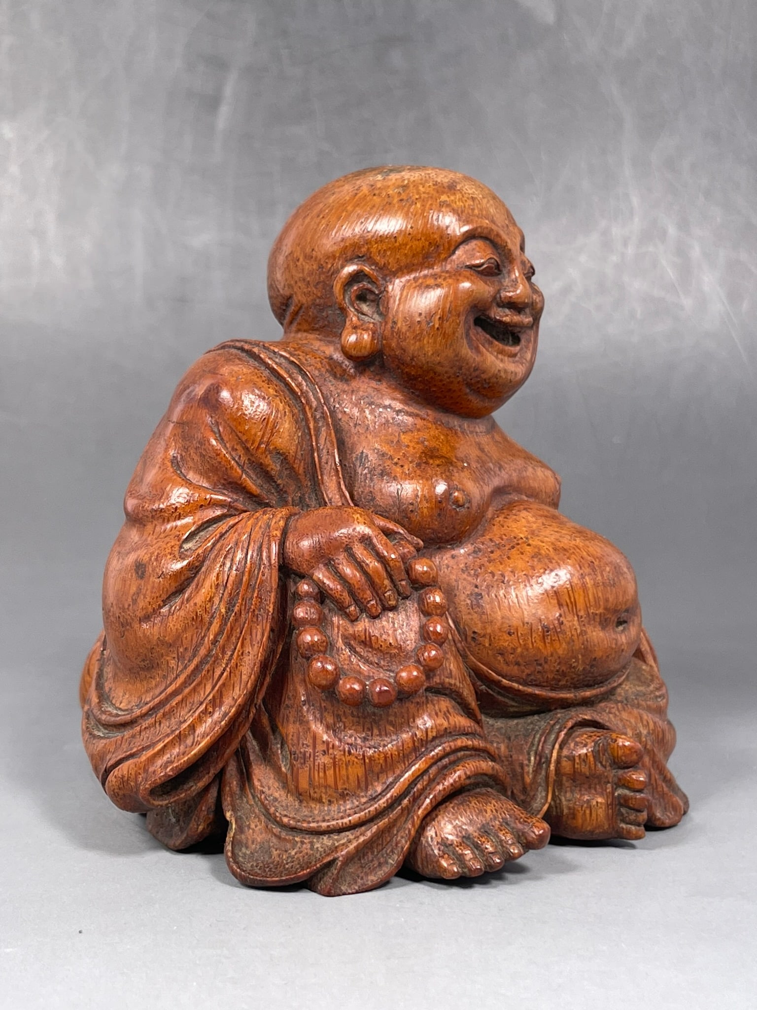 A Carved Bamboo Figure of Budai - 3