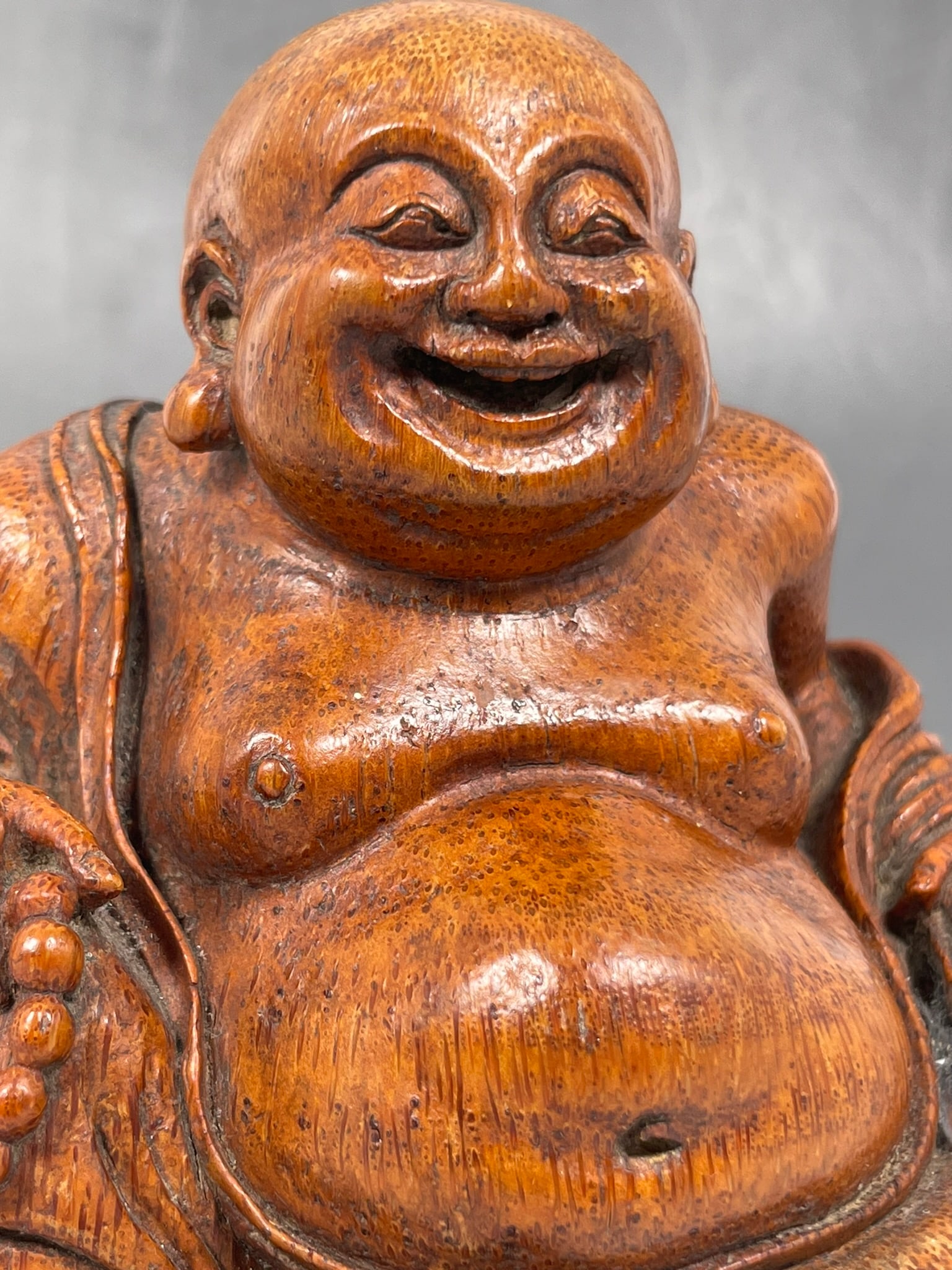 A Carved Bamboo Figure of Budai - 6