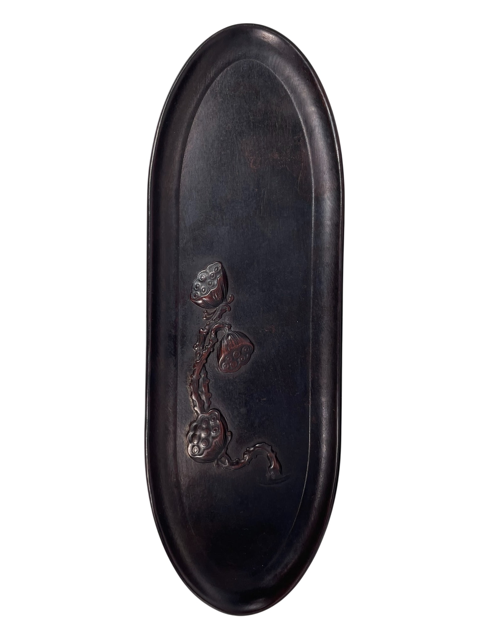A Chinese Carved Hardwood Tray: 12.1/8 in. long, 4 in. wide.
