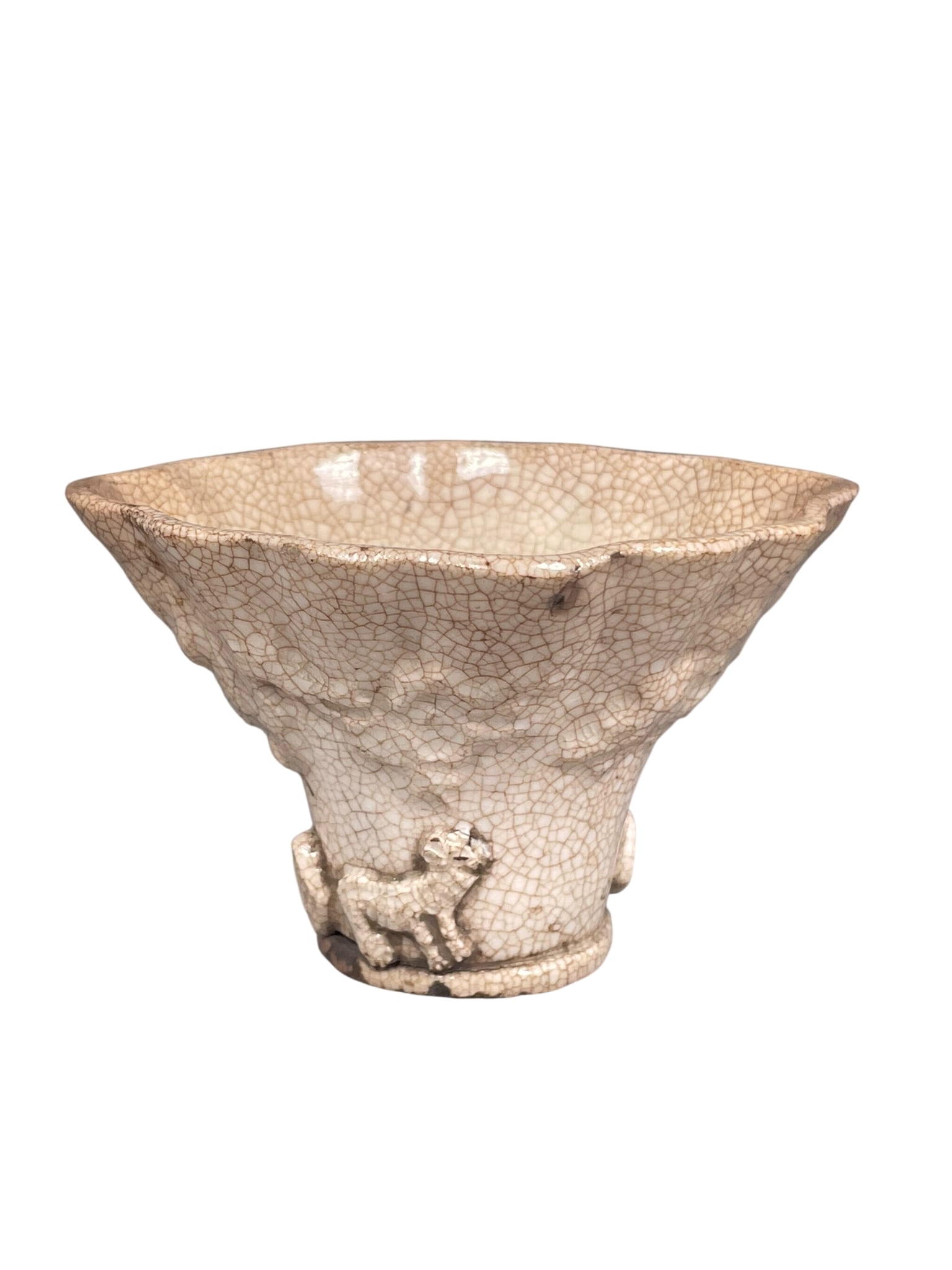 A Chinese Ge-Style Libation Cup: 2.1/2 in. high, 4 in. wide.