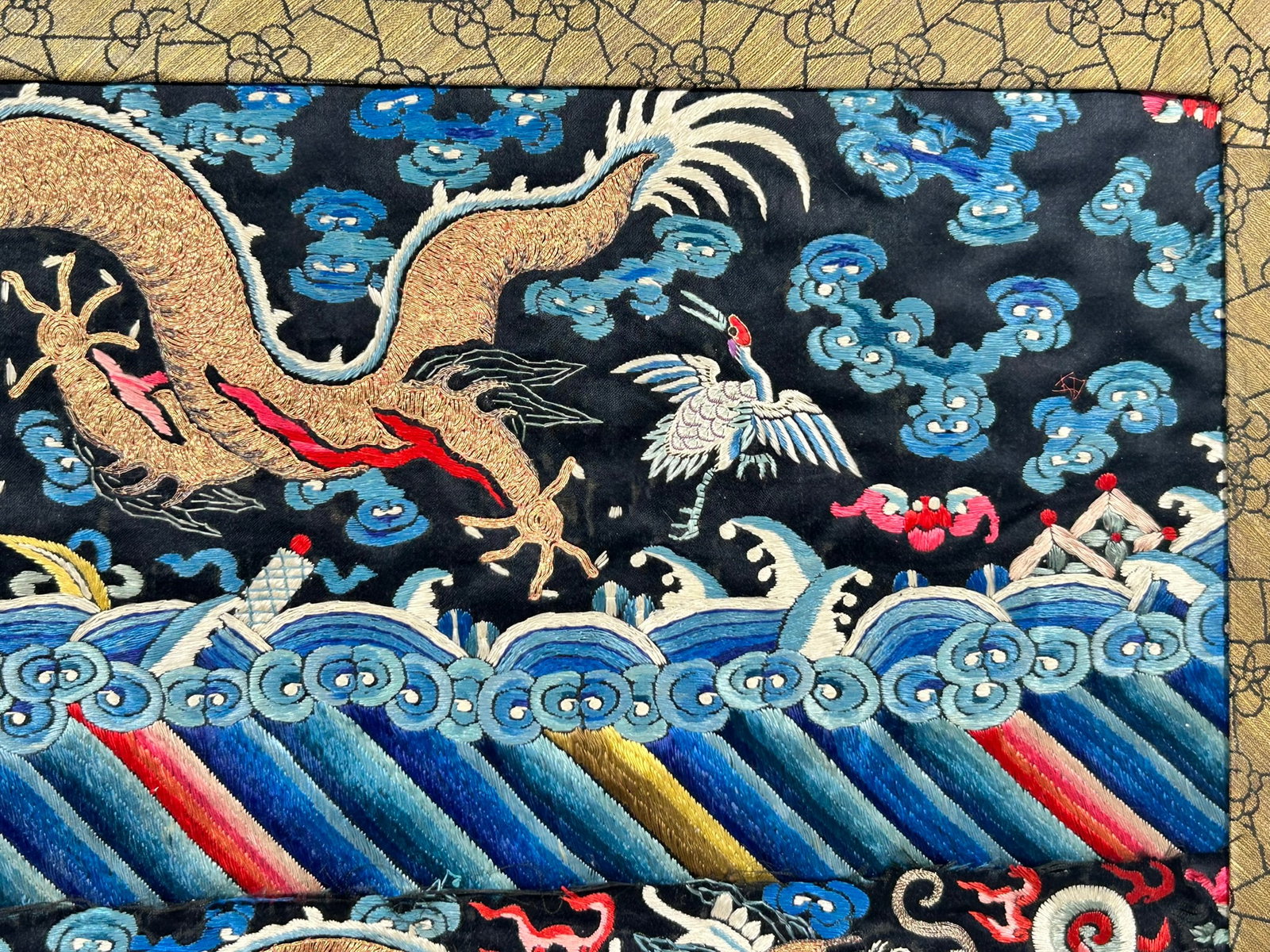 A Chinese Embroidered Silk 'Dragon' Panel - 4