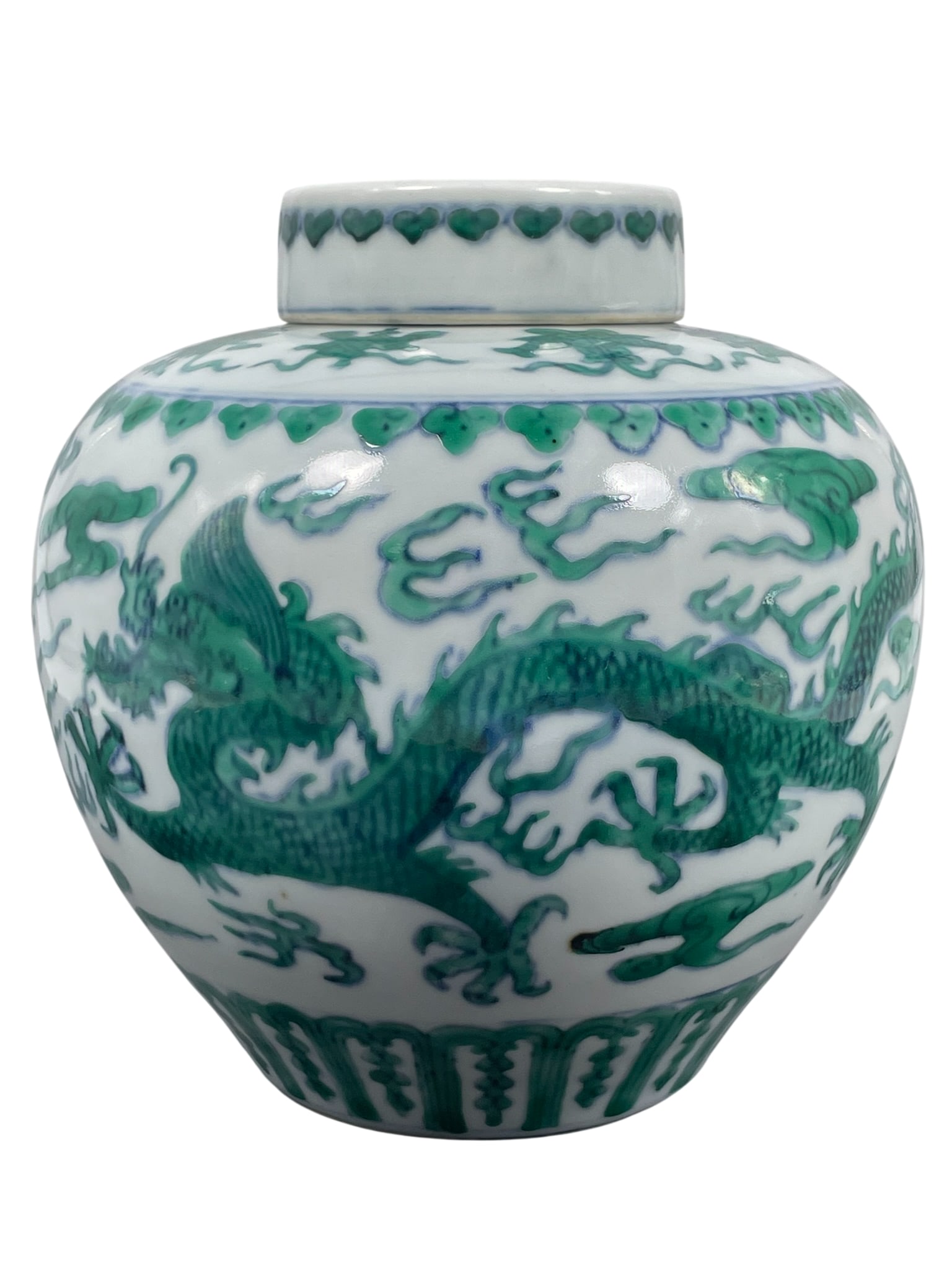 A Chinese Green-Decorated 'Dragon' Porcelain Jar and Cover (1 of 11)