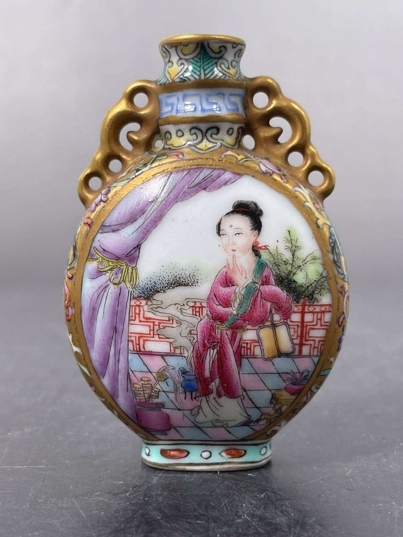 A Group of Three Chinese Famille Rose Gilt-Decorated Porcelain Snuff Bottles - 11