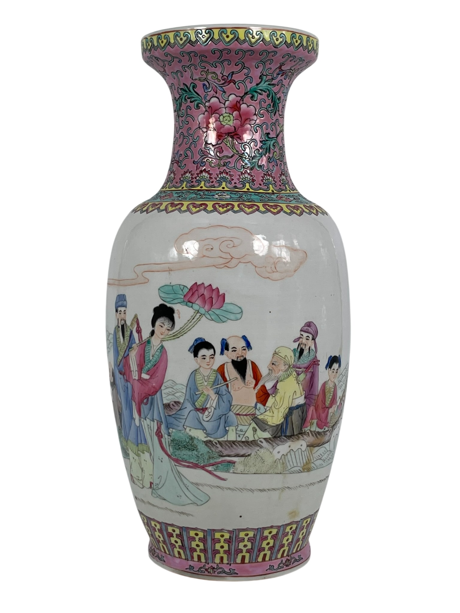 A Chinese Famille Rose 'Eight Immortals' Porcelain Vase, 20th Century: 17.1/2 in. high, 8 in. wide.
