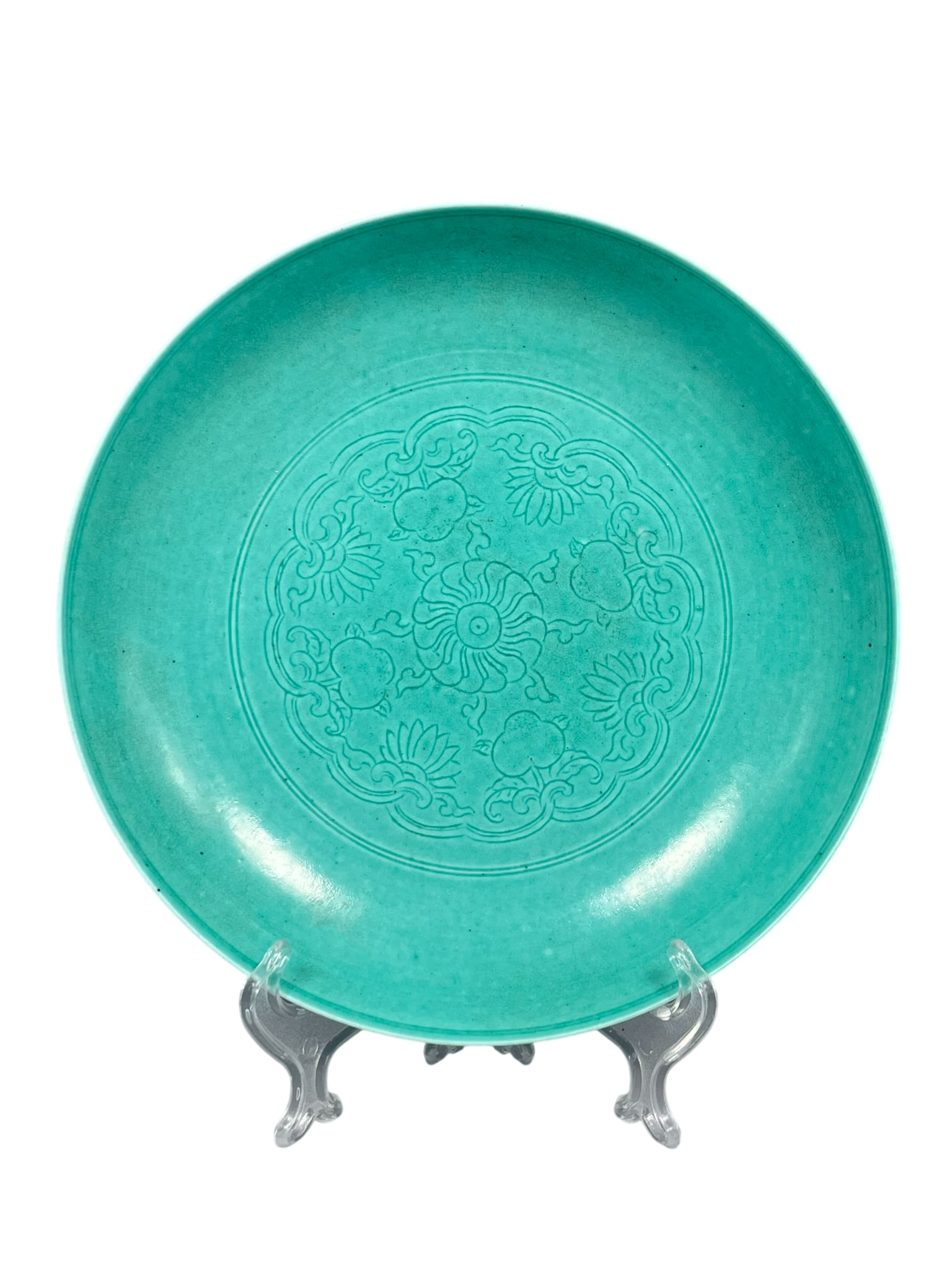A Chinese Turquoise-Glazed Incised Dish (1 of 9)