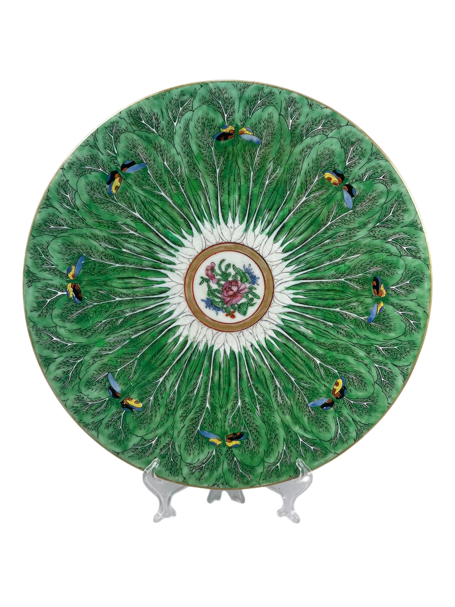 A Chinese Famille Rose 'Flower and Butterflies' Charger, Qing Dynasty: 13.1/2 in.