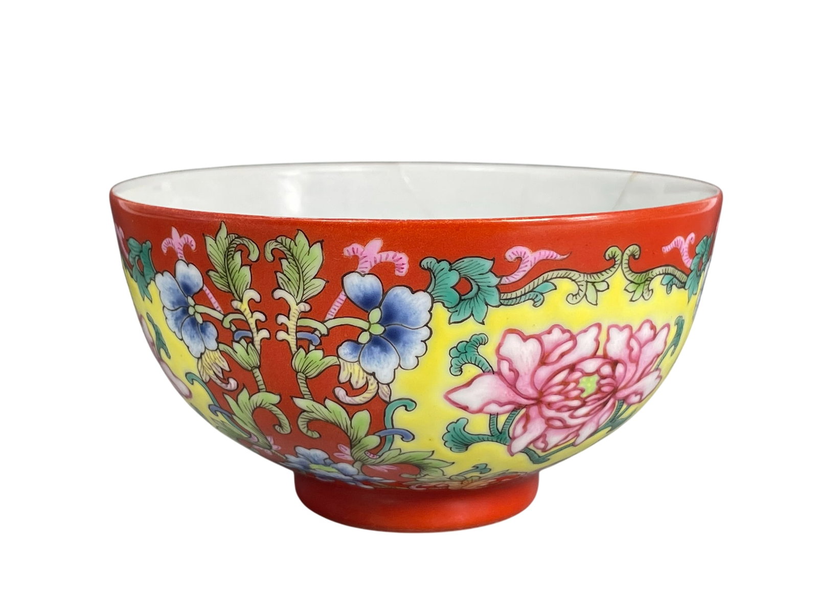 A Chinese Famille Rose 'Peony' Porcelain Bowl, a Daoguang Mark: A Daoguang six-character mark in underglaze-blue to the underside. 2.3/8 in. high, 4.3/8 in. diam.
