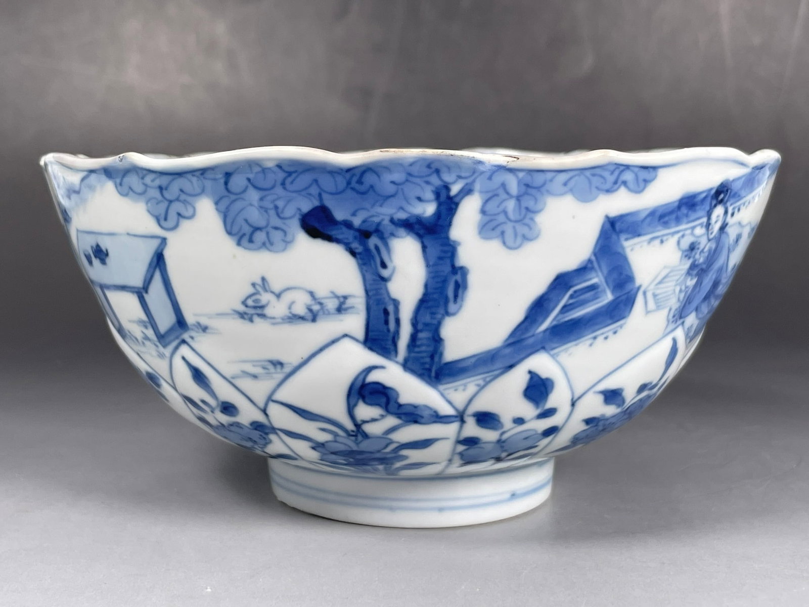 A Chinese Blue and White 'Ladies' Porcelain Bowl, a Kangxi Mark - 5