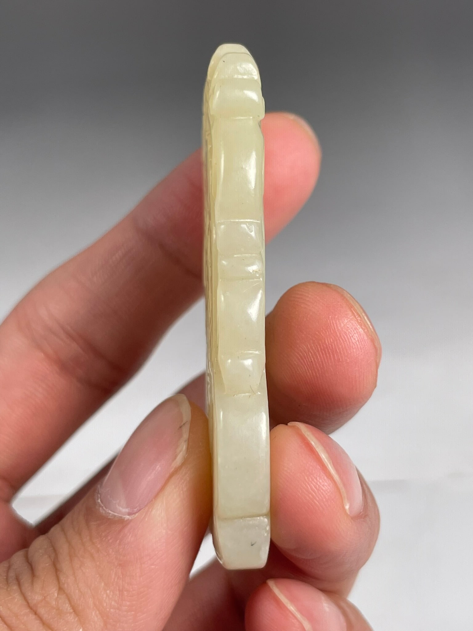 A Chinese Carved White Jade 'Attendant' Plaque - 6