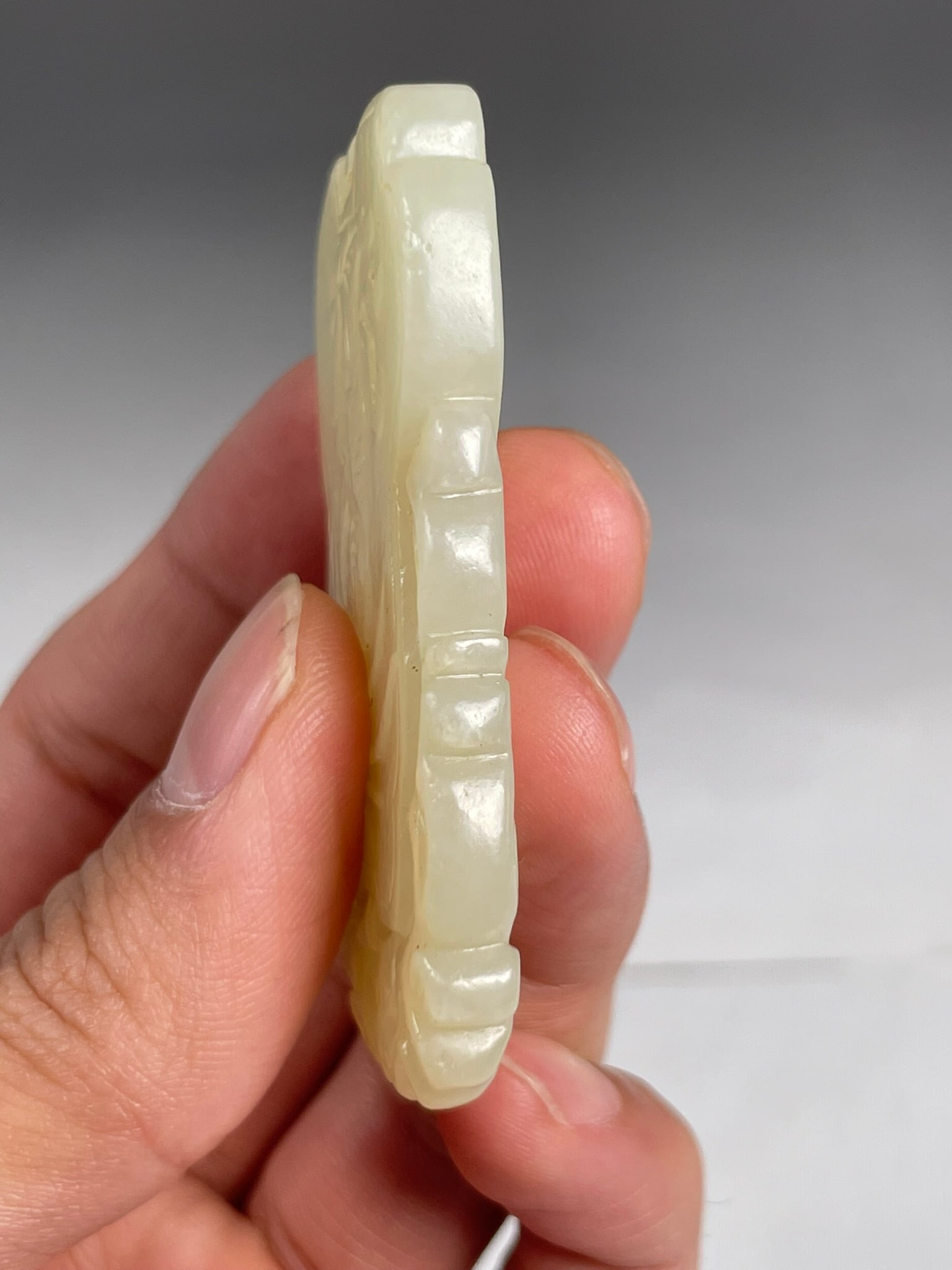 A Chinese Carved White Jade 'Attendant' Plaque - 8