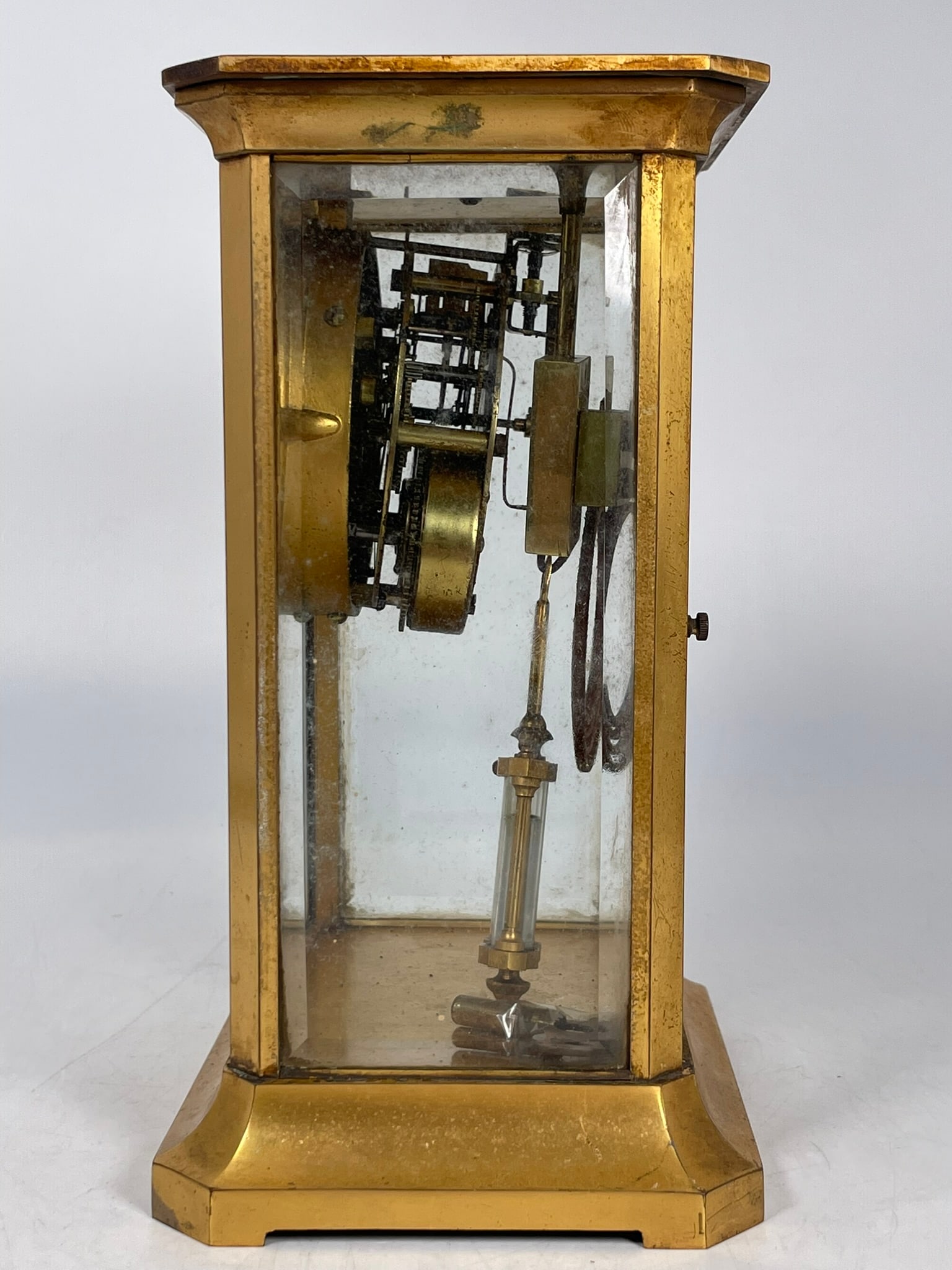 An Antique Ansonia Brass and Glass Mantel Clock - 2