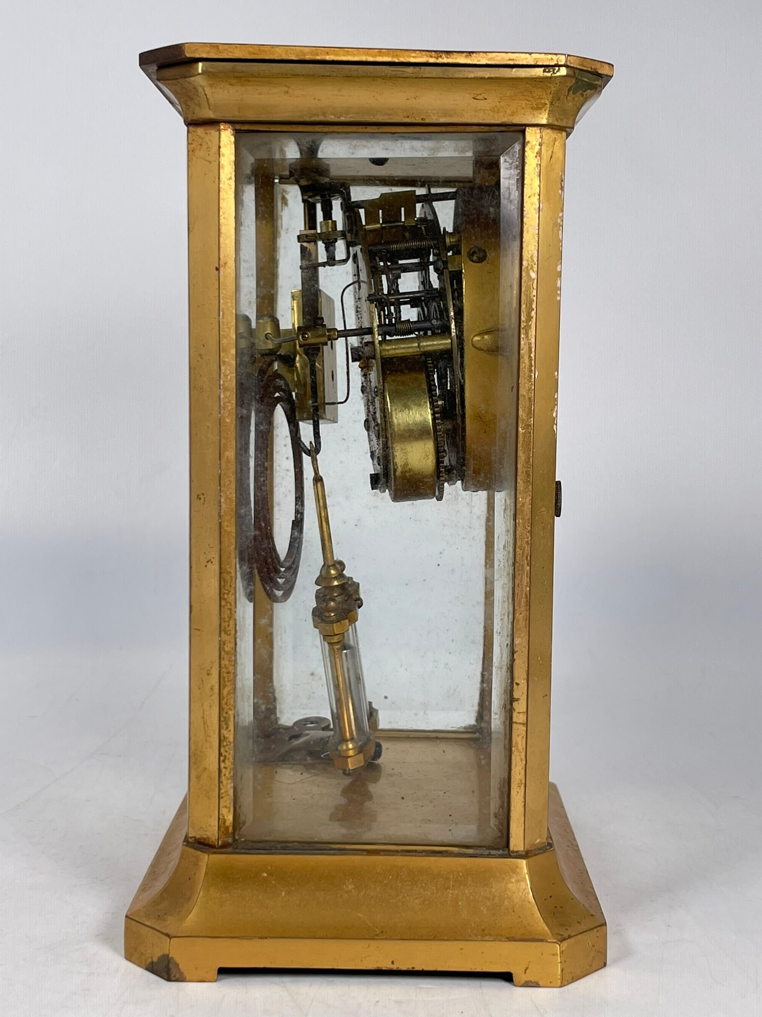 An Antique Ansonia Brass and Glass Mantel Clock - 4