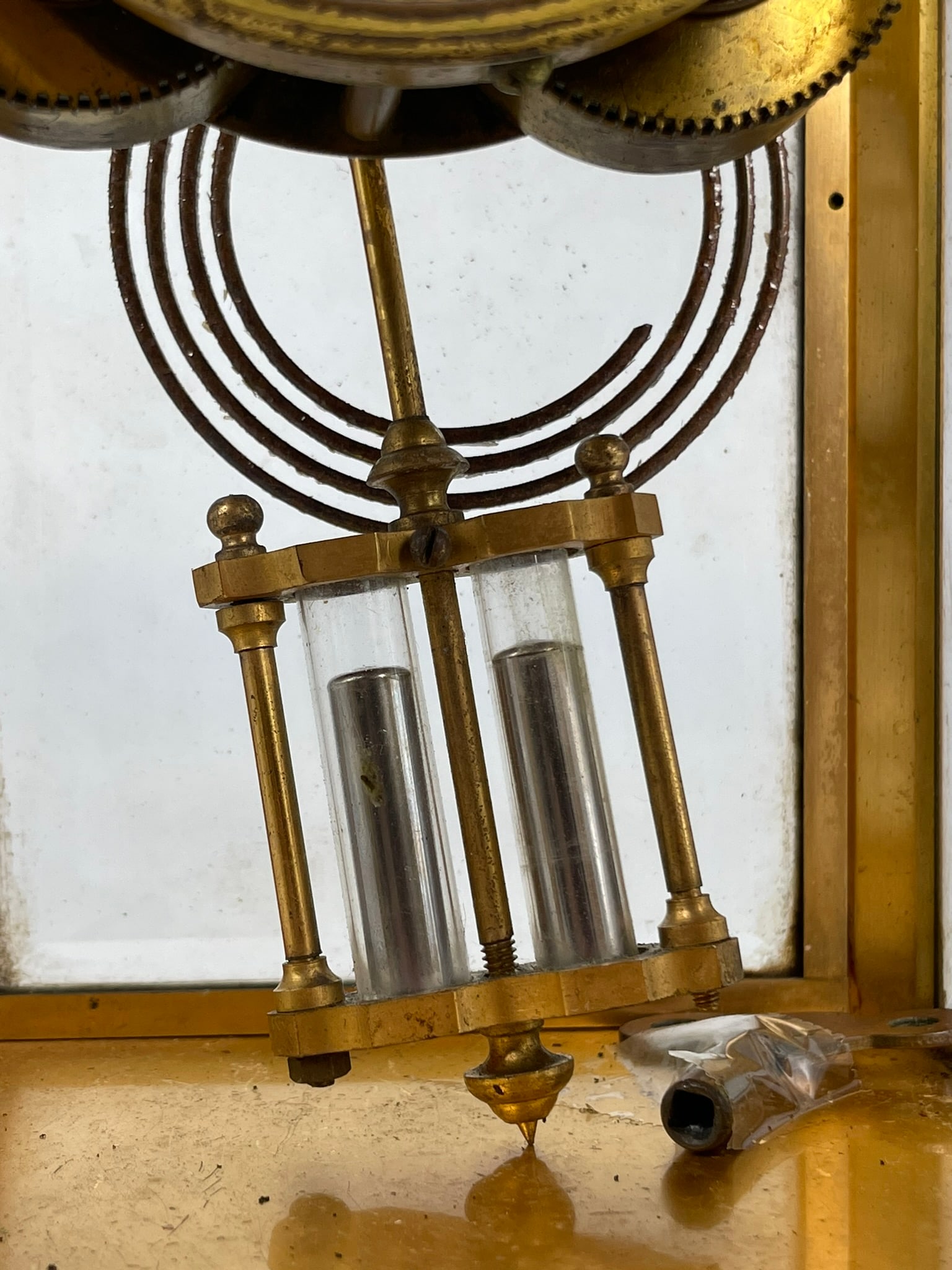 An Antique Ansonia Brass and Glass Mantel Clock - 6