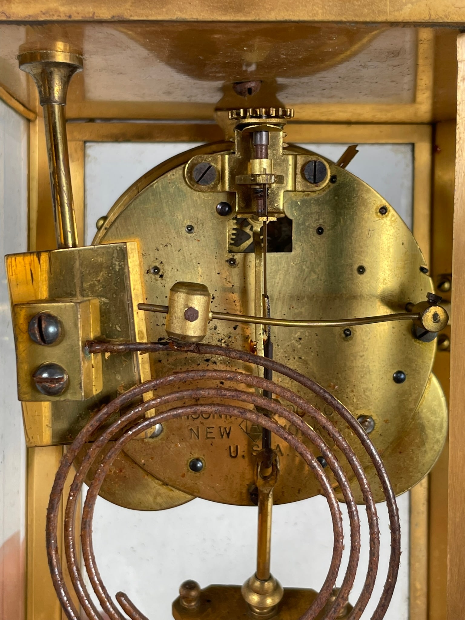An Antique Ansonia Brass and Glass Mantel Clock - 8