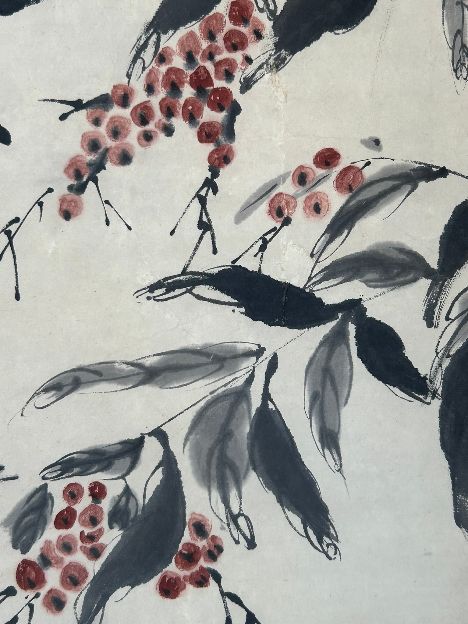 A Chinese Painting of Bird and Berry Bush, After Qi Baishi - 5