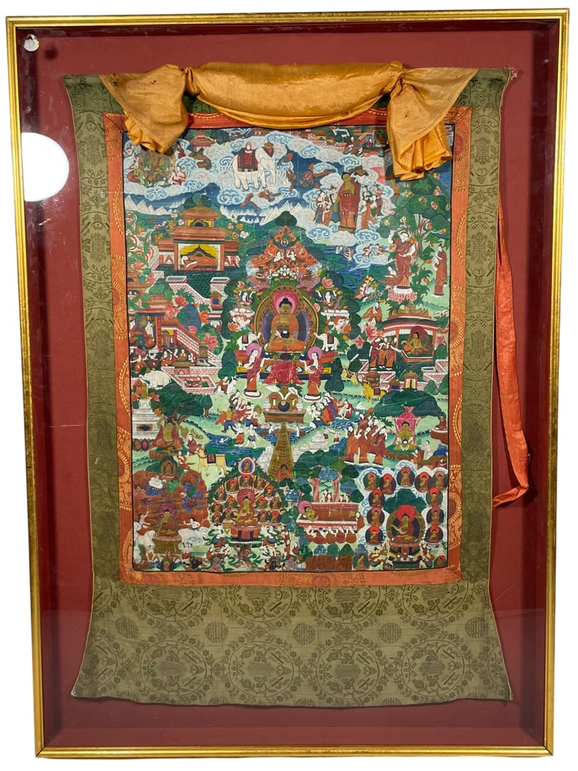 A Tibetan Painting 'Buddha Life', Thangka (1 of 20)